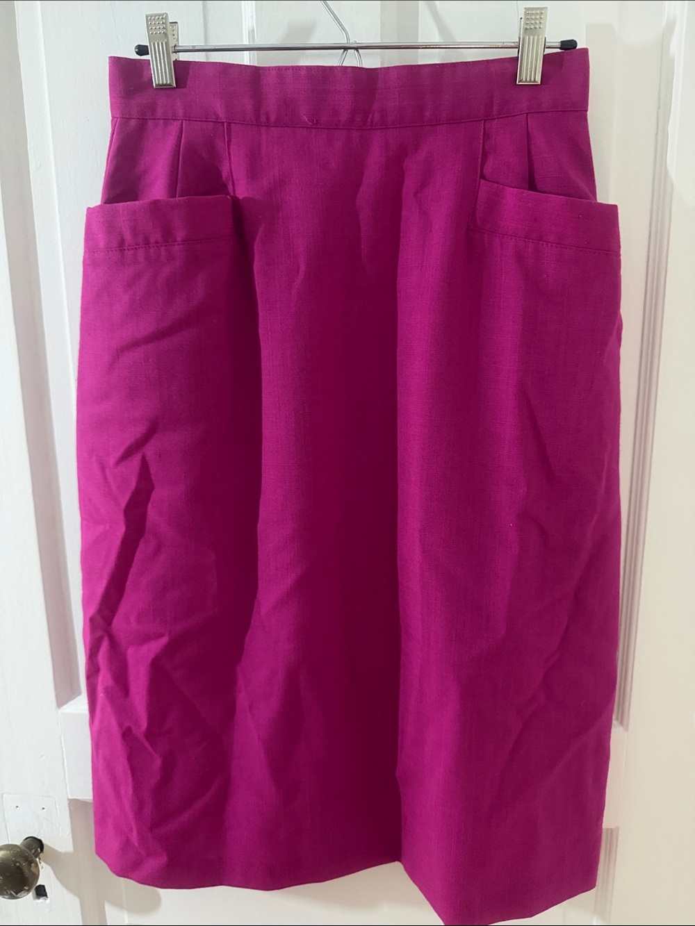 Vintage Magenta Midi Skirt with Front Pockets